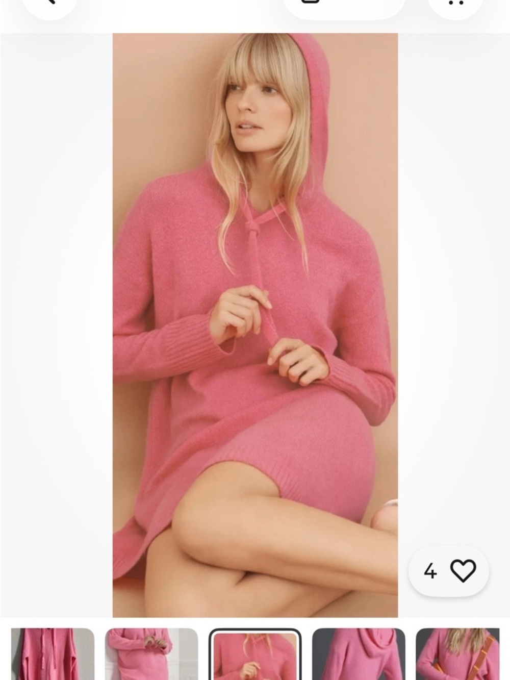 Anthropologie Saturday Sunday Twyla Tunic Sweater Dress Pink Hooded size XLP - Picture 2 of 7